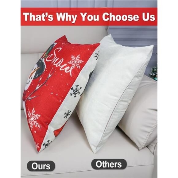 Christmas Decorations Set of 4Double-Sided Print Christmas Pillow Covers 18"x18" - Picture 4 of 7